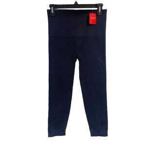 SPANX Cropped Lamn Seamless Leggings Port Navy Blue Size XL NWT